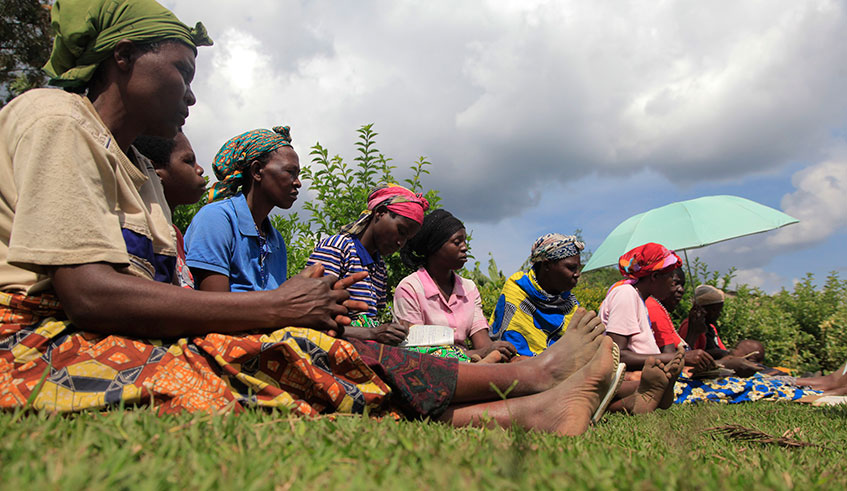 Women during a meeting on their savings scheme in Musanze District. Photo: Sam Ngendahimana.
