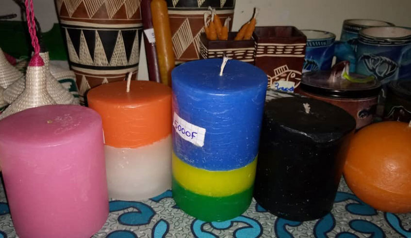 Some candles made by Uwimbabazi are mosquito repellent. Courtesy Photos.