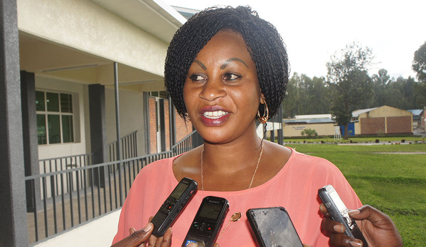 Nyirahabineza speaks to the media in Musanze District. Ru00e9gis Umurengezi.