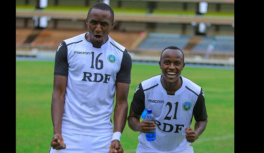 Ernest Sugira (L) was not included in APRu2019s 18-man squad that beat Marines 2-1 to recalim the league tableu2019s top spot yesterday. File.