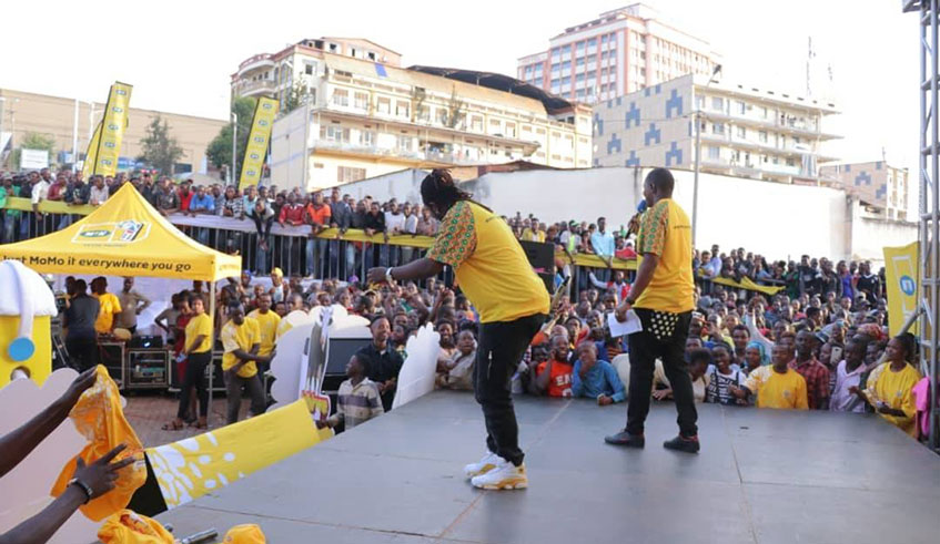 Musicians entertain Kigali residents at a past 'Izihirwe with MTN' road show. 