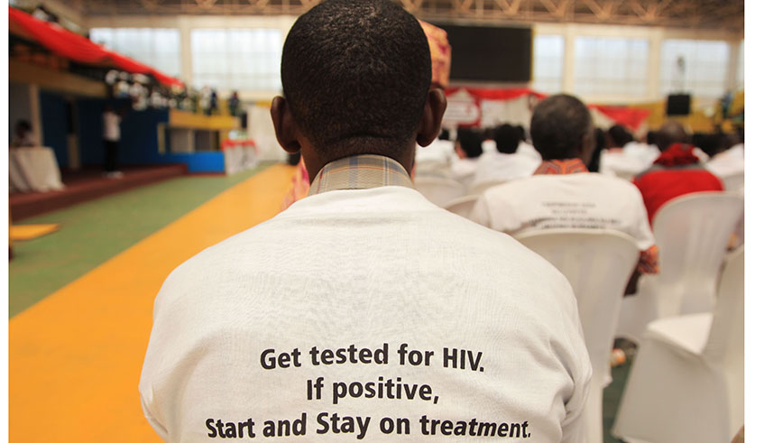A participant in a T-shirt with the message that calls on people to get tested for HIV . Sam Ngendahimana.