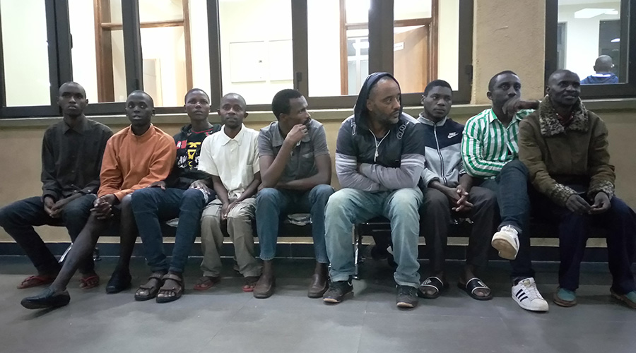 The nine Rwandans who were dumped at the Kagitumba border post after several months in military detention centres in Uganda. / Jean Dieu Nsabimanau00a0