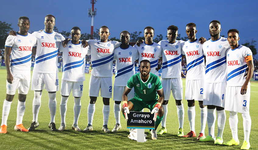 Rayons Sports playersu2019 before a recent match against Bugesera at Kigali Stadium. Sam Ngendahimana.
