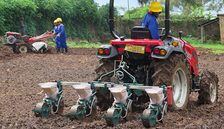 IPRC students train in mechanised farming practices.  Emmanuel Ntirenganya.