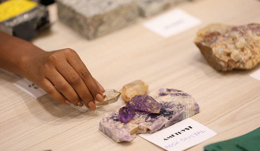 Some samples of precious stones being showcased at the just concluded mining summit in Kigali. Emmanuel Kwizera.