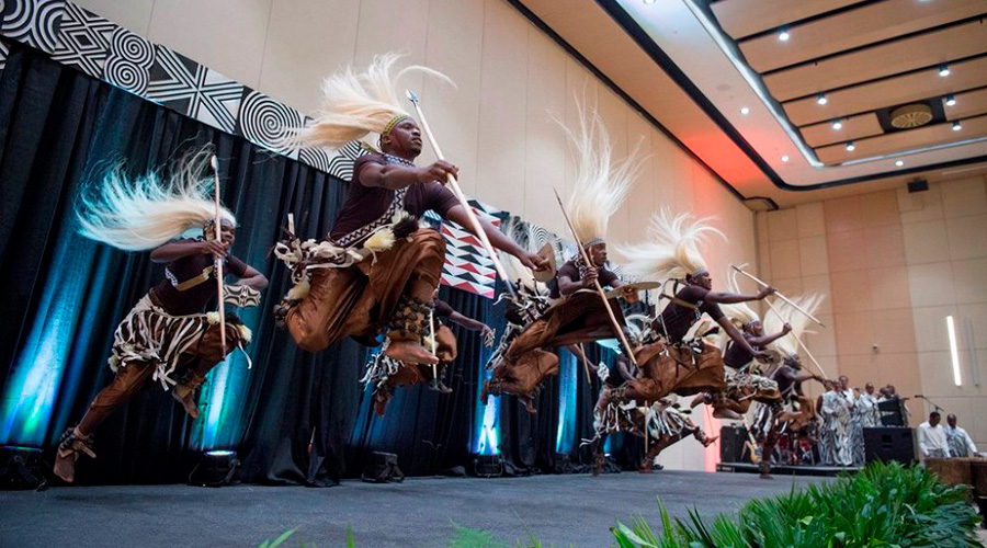 Dancers of the national ballet Urukerereza during a past performance. / Courtesy