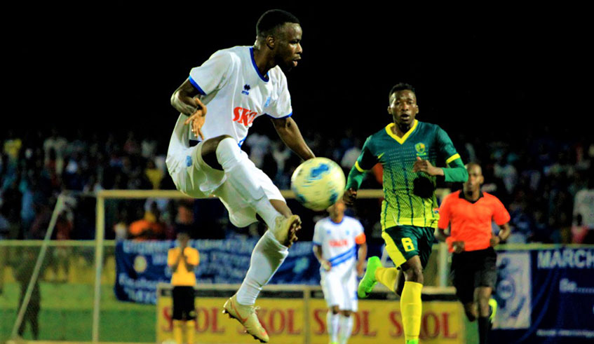 Gilbert Mugisha scored his third goal this season as Rayon Sports thrashed Marines 6-1 at Kigali Stadium on Wednesday.  IGIHE.