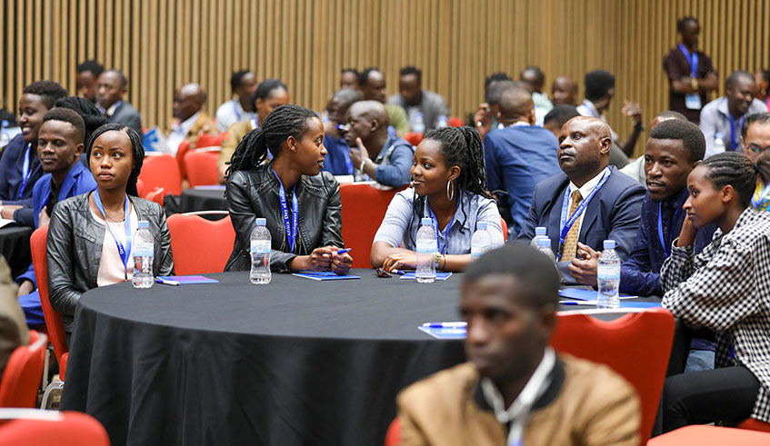 Media practioners follow the presentation of the findings of the asssessment of media sector reforms in Kigali yesterday. Photo: Emmanuel Kwizera.