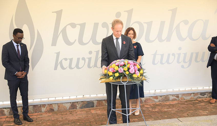 The Permanent Secretary of the United Kingdom Department for International Development DFID UK, Matthew Rycroft, paid his respects to victims of the Genocide against the Tutsi at Kigali Genocide Memorial on November 11, 2019. Photo: Emmanuel Kwizera