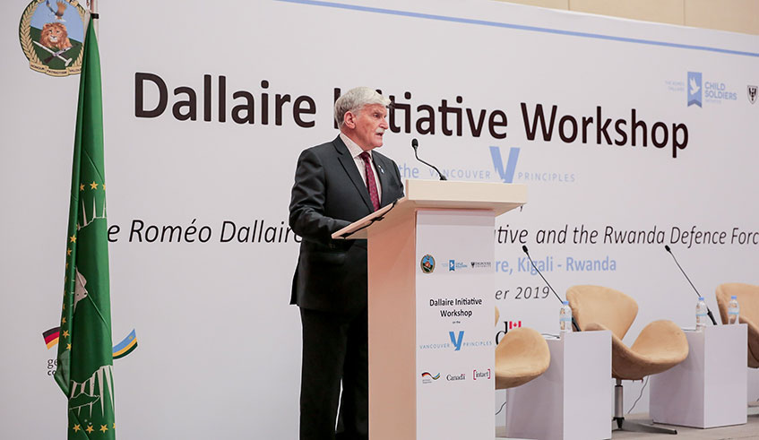 Gen Romu00e9o Dallaire speaks at the conference./Courtesy