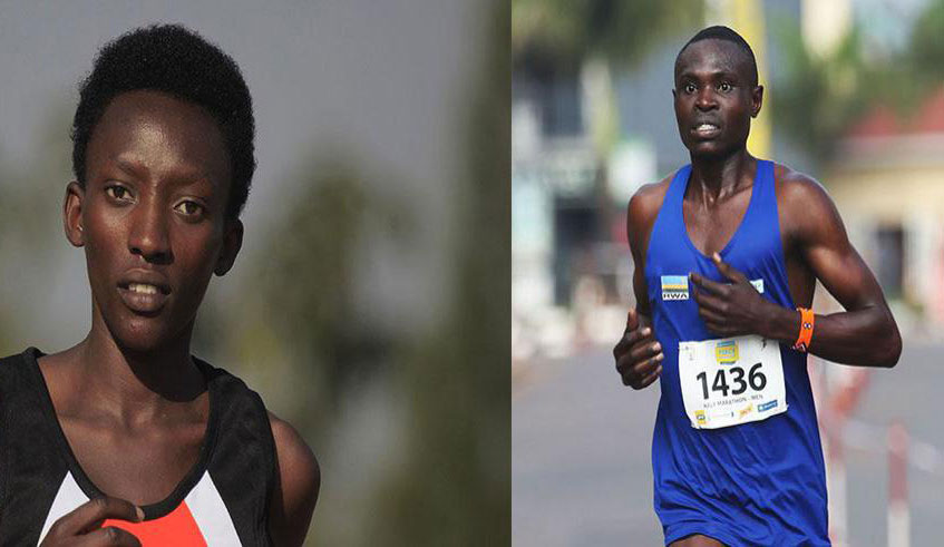 Marthe Yankurije (L) and Noel Hitimana struck gold medals at the 2nd edition of the annual race last year. File.