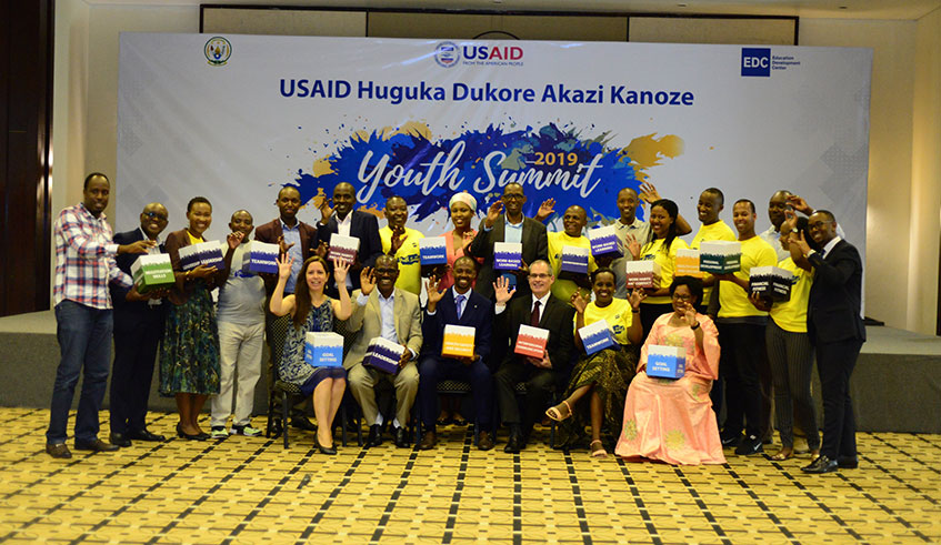 Youth and other participants at  Huguka Dukore Akazi Kanoze summit held last Friday at Kigali Serena. Courtesy.