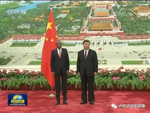 President Xi and Ambassador Kimonyo after the latter presented his credentials at the Great Wall of China in Beijing.