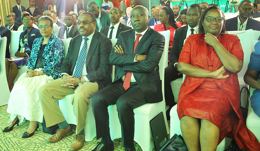 L-R Former Prime Minster of Ethiopia and Chairman of AGRA, Hailemariam Desalegn Boshe, Prime Minister u00c9douard Ngirente, u00a0Minister of Agriculture and Animal Resources,Geraldine Mukeshimana during Africa Green Forum. Craish Bahizi.