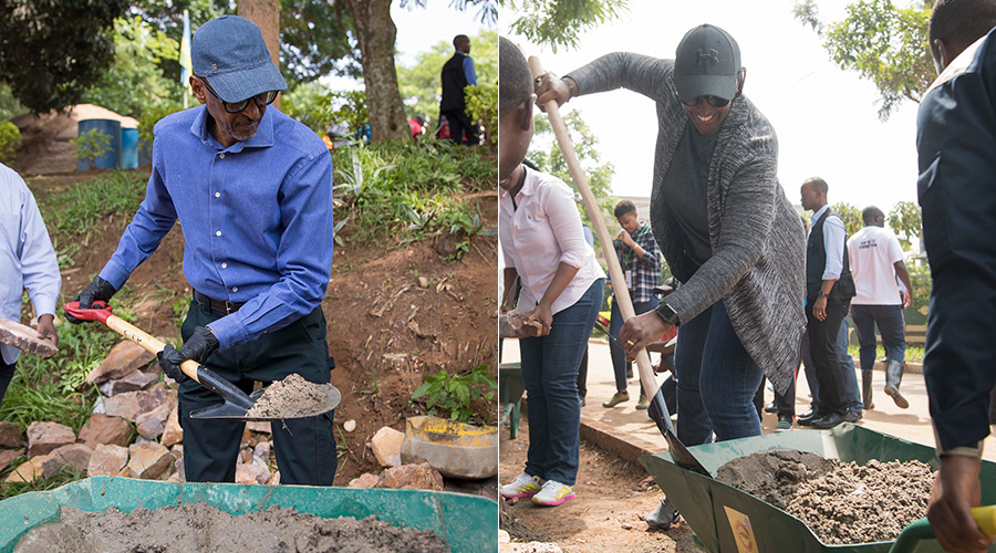 President Kagame and First Lady Jeannette Kagame on Saturday joined Gasabo residents for the monthly community service commonly known as Umuganda. / Village Urugwirou00a0
