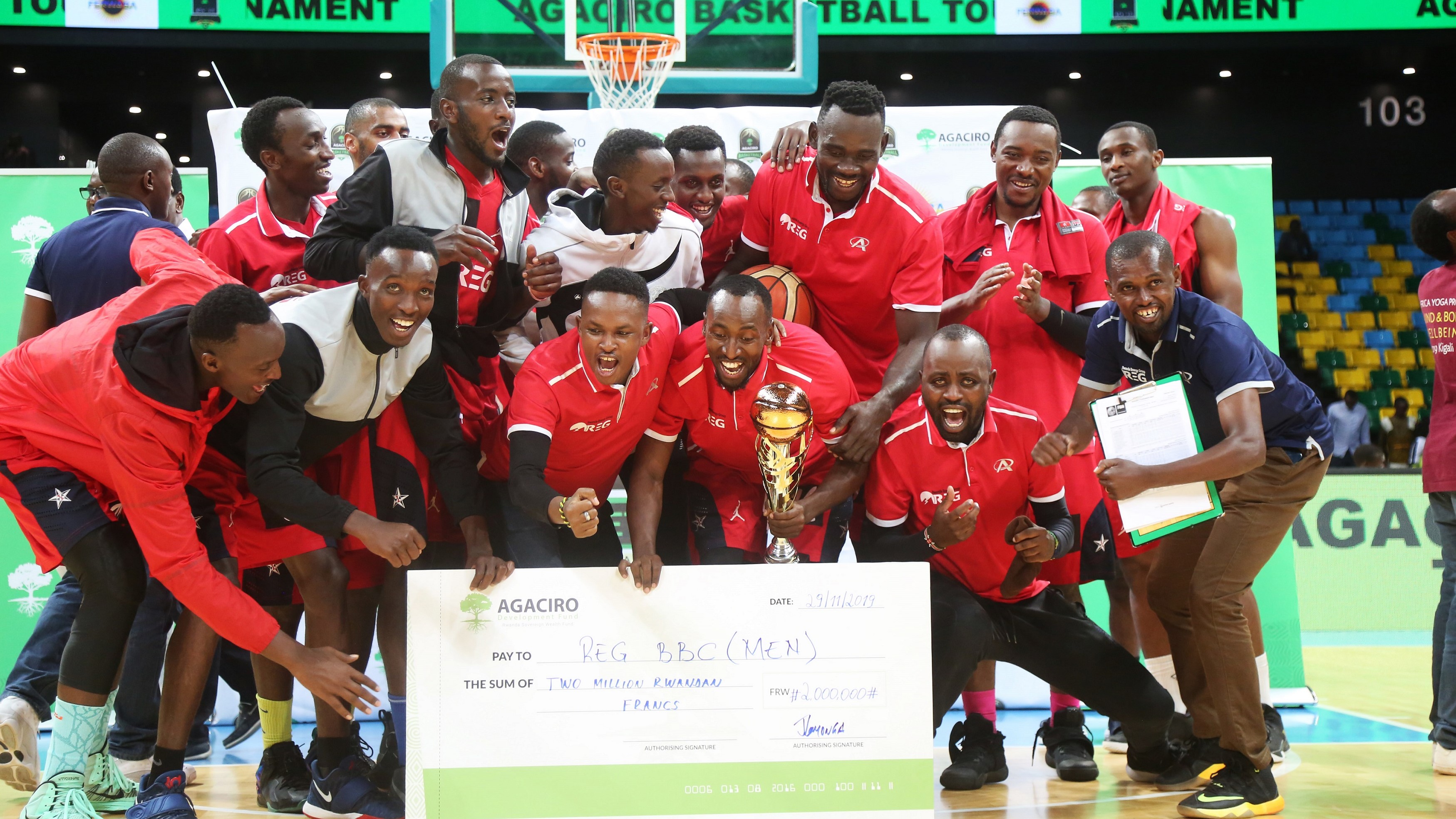 REG lifted the title in men's category after beating Patriots 61-50 in the final at Kigali Arena on Friday. /Sam Ngendahimana