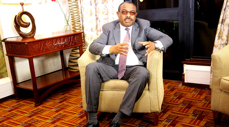 Former Prime Minster of Ethiopia, Hailemariam Desalegn Boshe, address Media during Interview with Journalist at Kigali on Monday. / Craish Bahizi