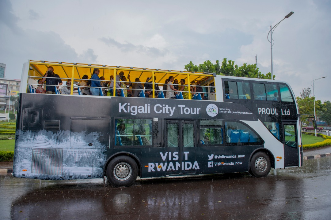 The Kigali city tour Bus does makes a round at the main CBD roundabout. File