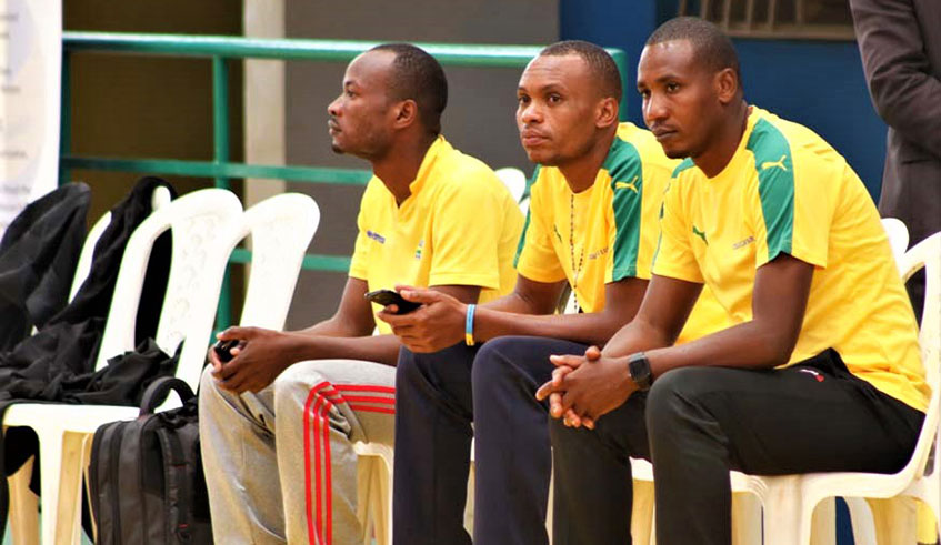 Jean de Dieu Bagirishya (R), the head coach of Kirehe Volleyball Club. Courtesy.
