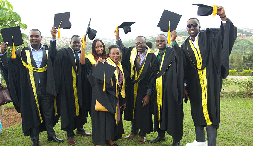 KIM University students after their graduation ceremony in Kigali yesterday.The outgoing cohort counts 409 graduates of whom over 60 per cent are female. Photo: Bahizi Craish.