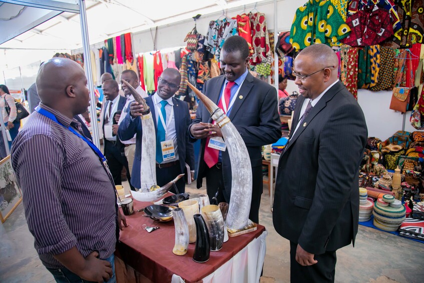 Minister of Trade and Industry, Soraya HakuzumuremyiÂ with other EAC participantsÂ ofÂ theÂ 20thÂ Micro-Small and Medium Enterprises Expo in Kigali. Emmanuel Kwizera