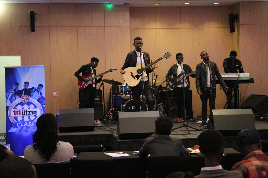 Salus Music Band performs in the battle of the bands at Kigali Marriott Hotel on Wednesday. 