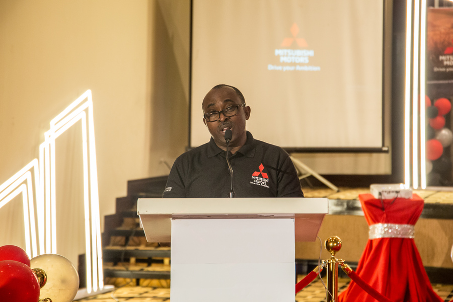 Victoria Motors General Manager, Mr. Ben Michael Kiiza makes his remarks during the launch of the Mitsubishi Plug-in Electric Vehicle Outlander model on Friday 20 December at the Kigali Serena Hotel. / Dan Nsengiyumva