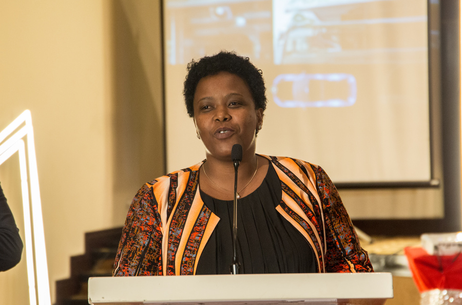 Hon Clare Akamanzi, the CEO of the Rwanda Development Board was among the keynote speakers during the launch of the Mitsubishi PHEV Outlander on 20 December in Kigali. / Dan Nsengiyumva