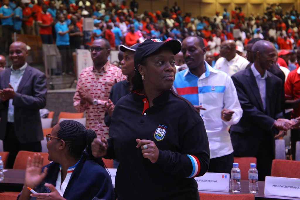 President Paul Kagame, RPF-Inkotanyi Chairman; Vice-Chairman Christophe Bazivamo (left); and Secretary-General FranÃ§ois Ngarambe, during the partyâ€™s 14th Congress at Intare Conference Arena in Kigali on Saturday. / Village Urugwiro