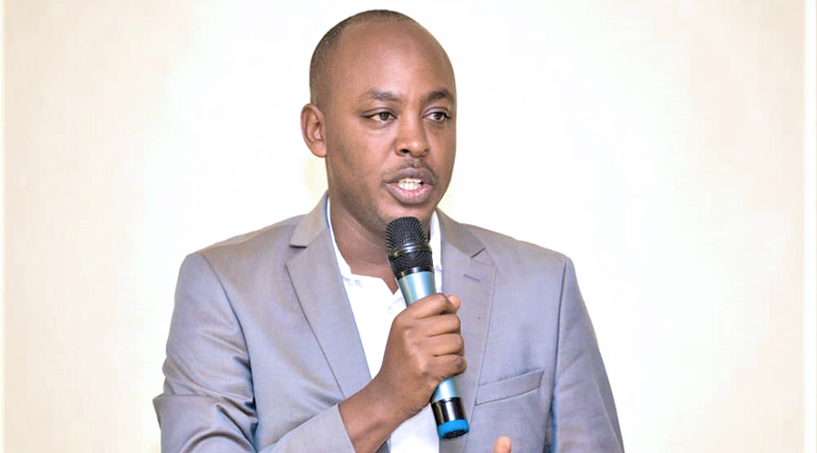 Abdallah Murenzi gives his acceptance speech as Ferwacy president after his election on Sunday. / Courtesy