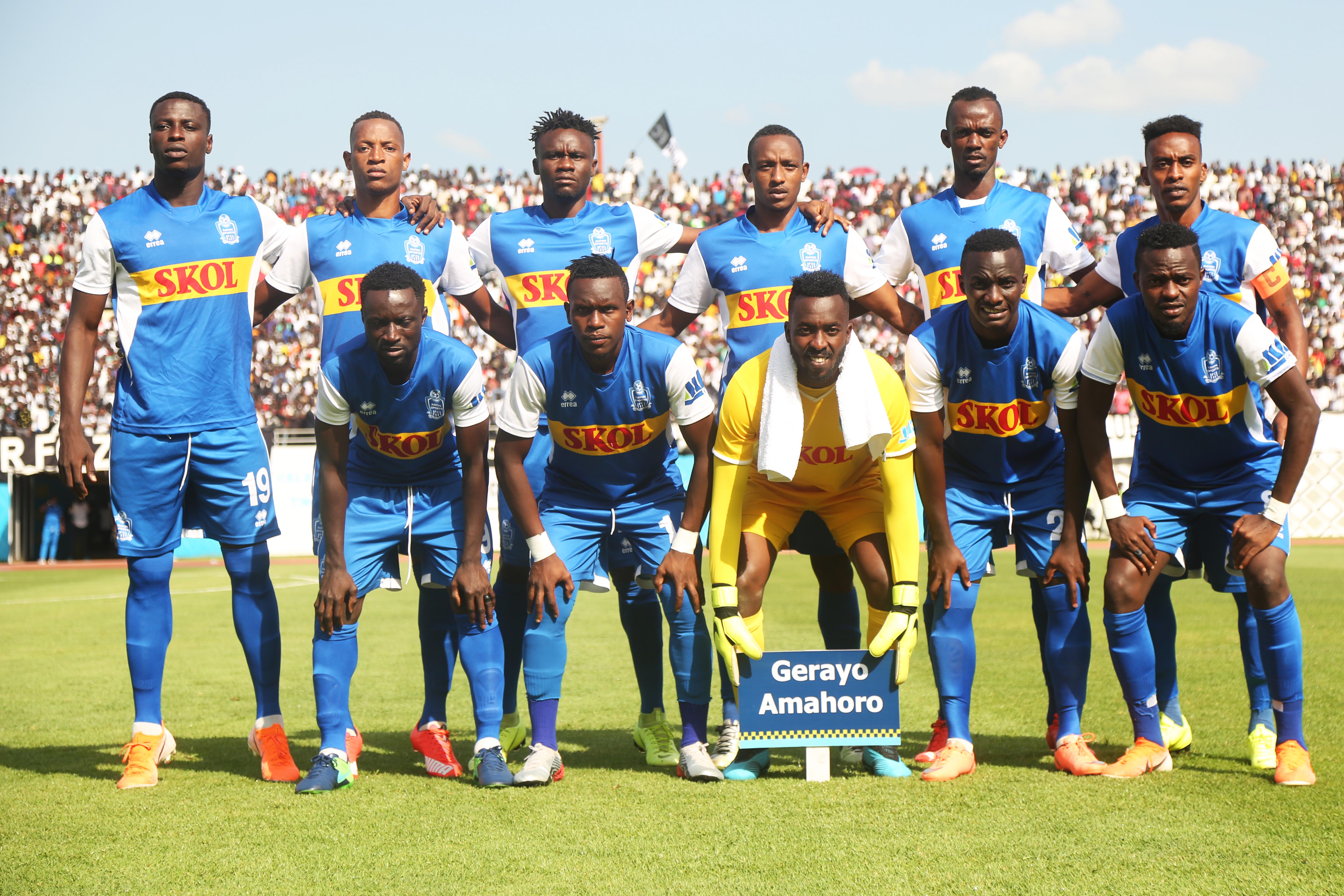 Players celebrate the first goal. / Sam Ngendahimana