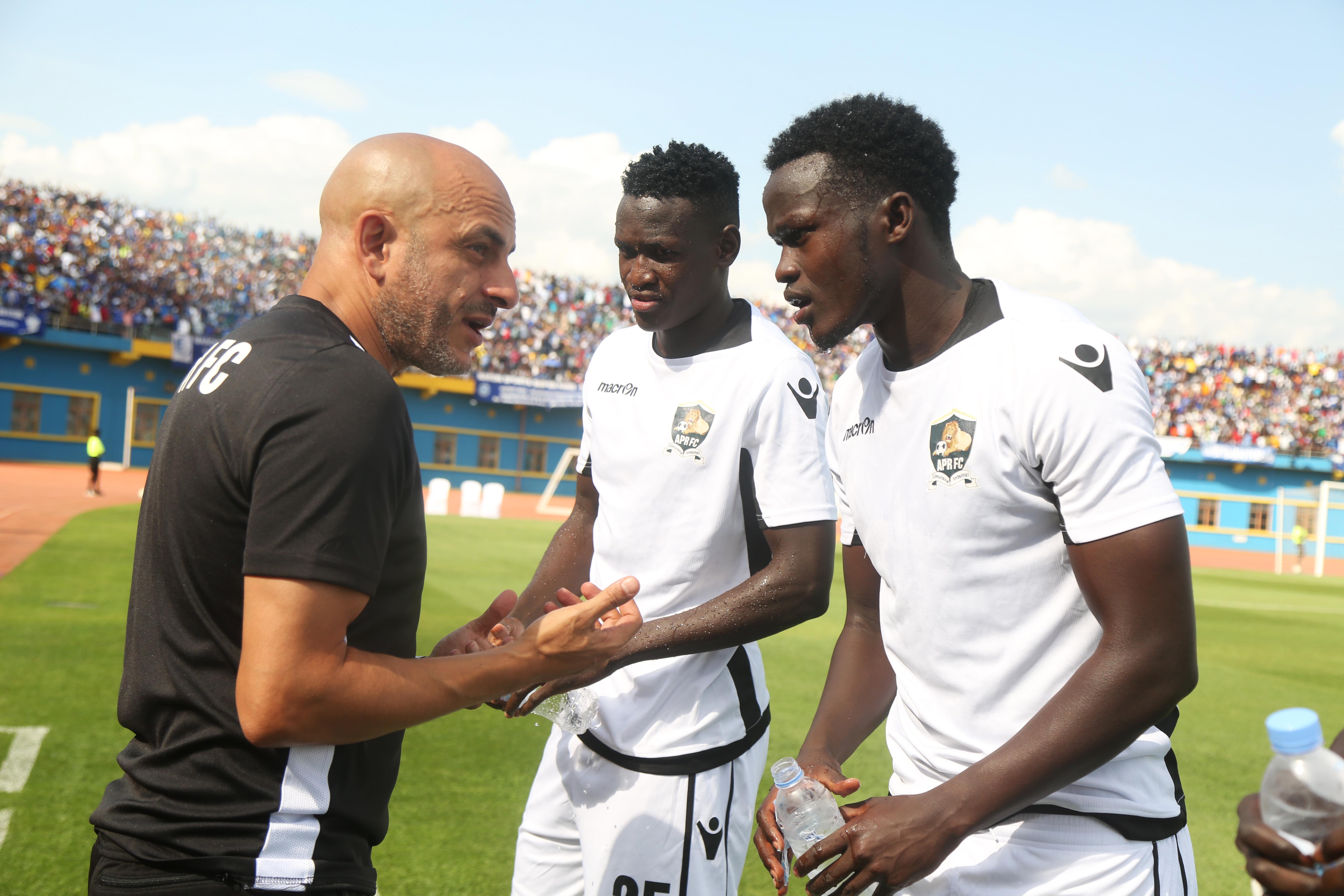 Players celebrate the first goal. / Sam Ngendahimana
