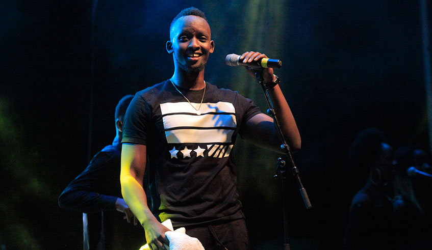 Ngabo Medard during his performance in Rwanda. 