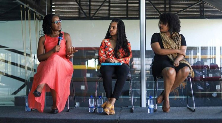 The panelists L-R: Aline Mukundwa, Marianne Mesfin Asfaw and Alice Bayingana.
