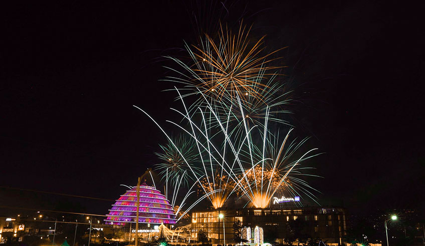 The Kigali Convention Centre was one among four sites designated by the City of Kigali for the annual fireworks ritual.  Photo: 