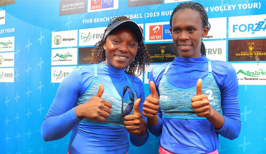 Charlotte Nzayisenga (L) and Judith Hakizimana are part of the four players in camp ahead of the qualifiers in Tanzania next week. 
