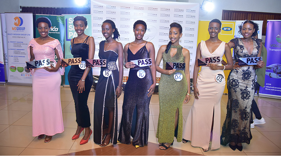 The seven contestants selected to represent Southern Province at the Miss Rwanda 2020 beauty competition. 