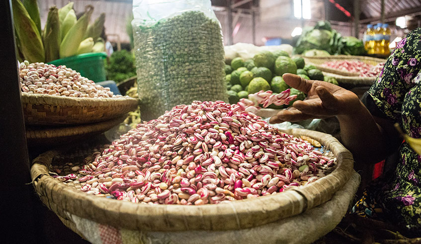 Different food items at Kimironko market in Kigali where food dealers confirm a decrease in food prices. 