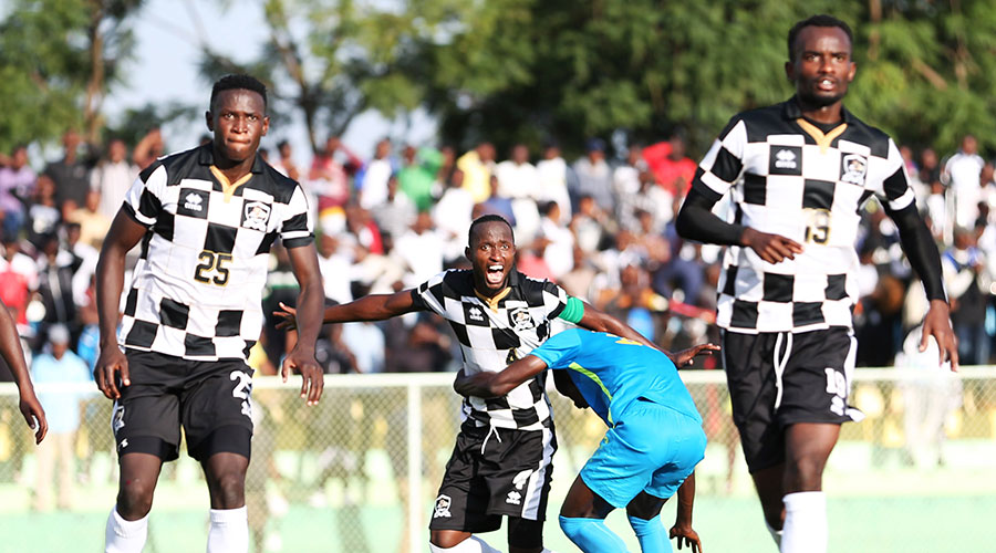 Thierry Manzi (C) has been pivotal at the heart of APR defence since joining the club from Rayon Sports in June. He is seen here during his sideu2019s goalless draw against AS Kigali last week. 