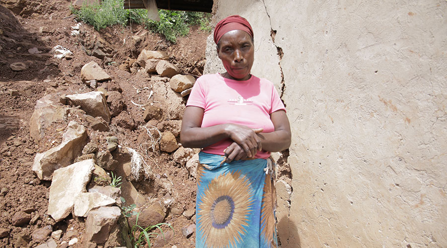 Euphrasie Mukankuranga speaks to The New Times from her abandoned home in Karama Village in Kimisagara Sector, Nyarugenge District earlier this week. She now lives in a rental in Kabusunzu Village not far from her wobbly house in Karama. 