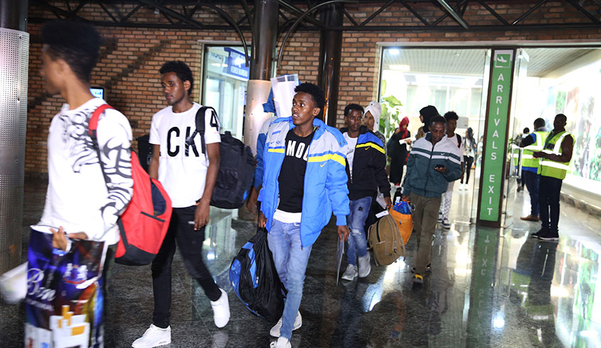 Refugees from Libya upon their arrival at Kigali International Airport on October 11, 2019. 