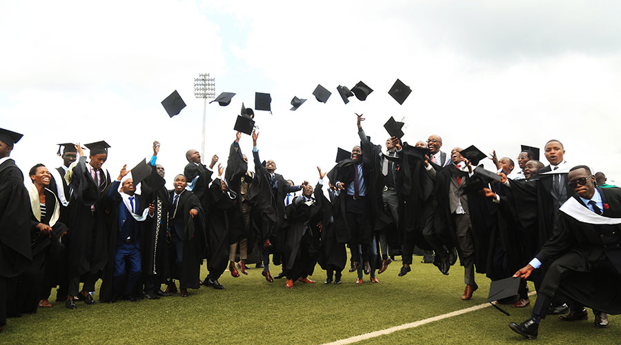 University of Rwanda graduates celebrate during the graduation ceremony in Huye. 