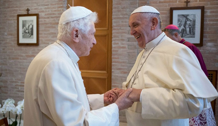 Pope Benedict (Left), who retired in 2013, said he could not remain silent on the issue.