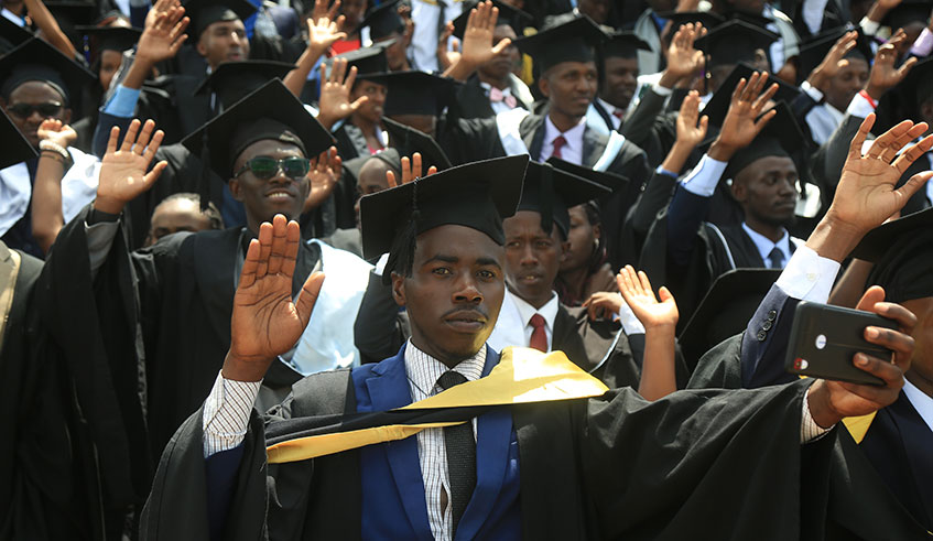University of Rwanda graduates during the graduation ceremony at Huye stadium. Ubudehe, will not be considered for eligibility of a scholarship for university students 