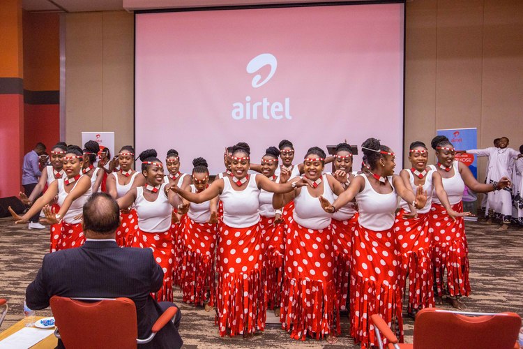 A cultural troupe entertains guests during the celebration of Airtelâ€™s eighth anniversary on the Rwanda market in Kigali on January 16. 