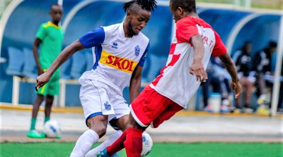 Rayon Sports midfielder Fabrice Mugheni (L), who started against Espoir, missed many matches in the league's first-leg due to injuries. 
