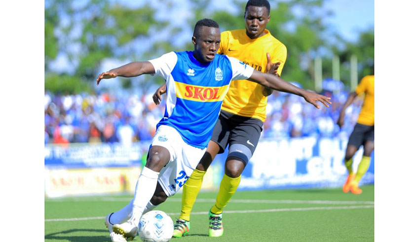 Yannick Bizimana (on the ball) has scored 8 league goals for Rayon Sports this season. 