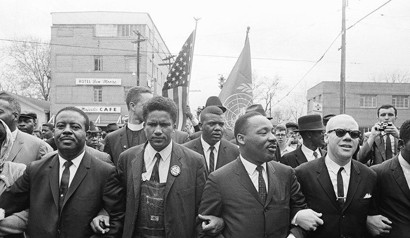 US civil rights activist Martin Luther King Jr. u2013 second from right - was born 91 years ago last week and is seen here protesting in Selma, Alabama in 1965. 