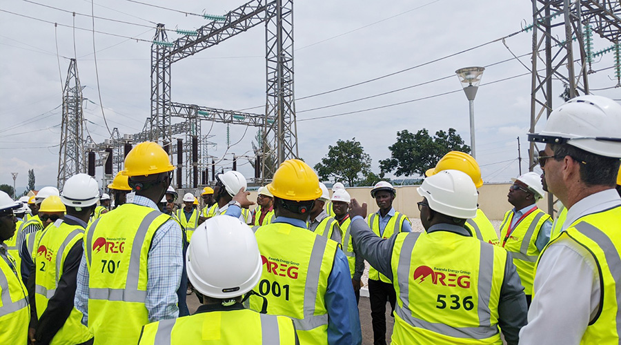 Different officials during the inauguration of Shango substation, the largest in the country with the capacity to transmit 220-110 kilovolts in Nduba Sector, Gasabo District. | File